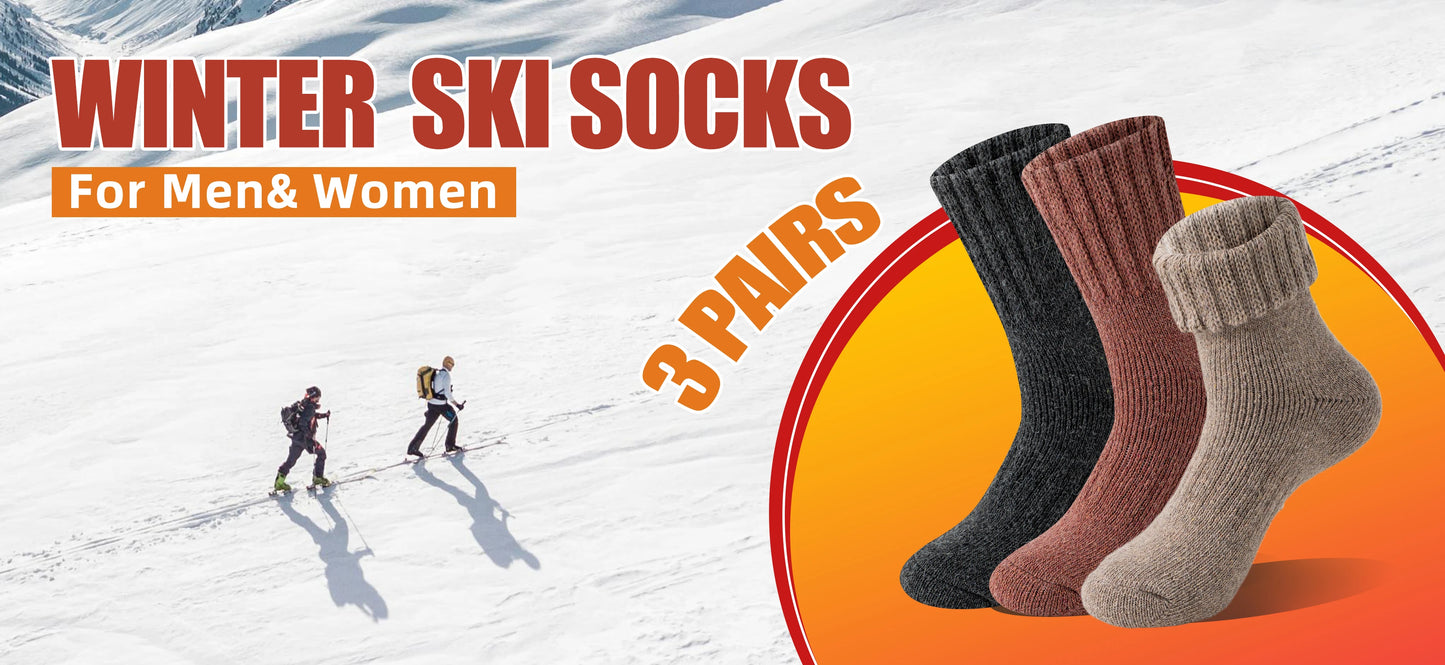 3 Pairs of Merino Wool Warm Winter Socks