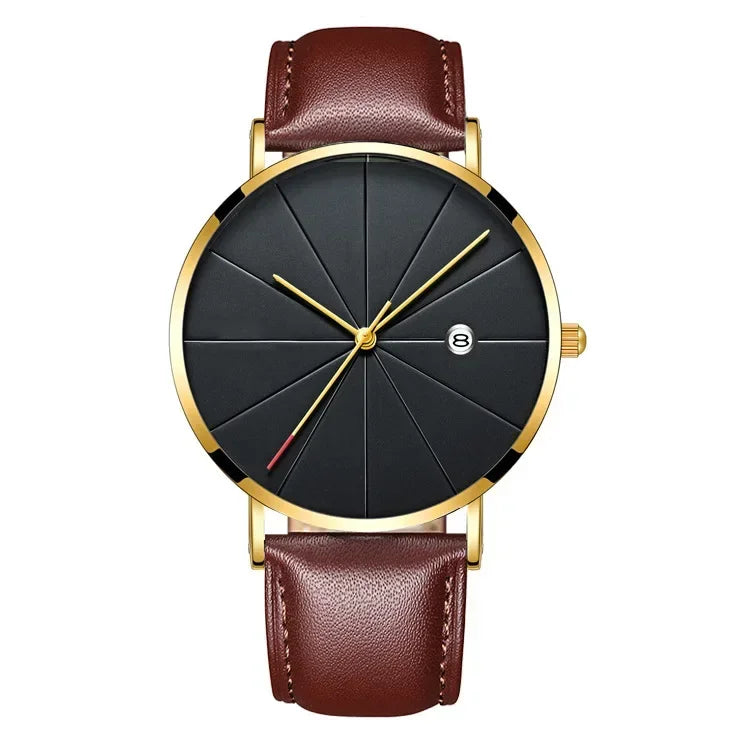 Men Watch Luxury Set Fashion Business Brown Quartz Wrist Watches
