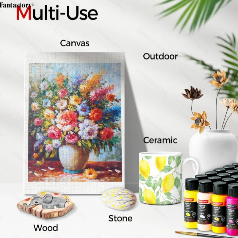 28 Classic Colors Acrylic Paint Set, Professional Craft Paint With 12 Brushes, Suitable for Wood/ Stones/ Model/ Rock