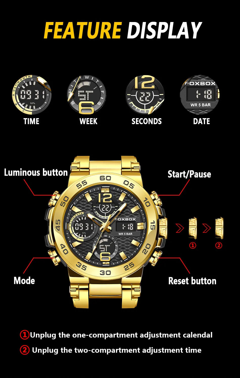 LIGE Fashion Military Watch For Men FOXBOX Luxury Quartz