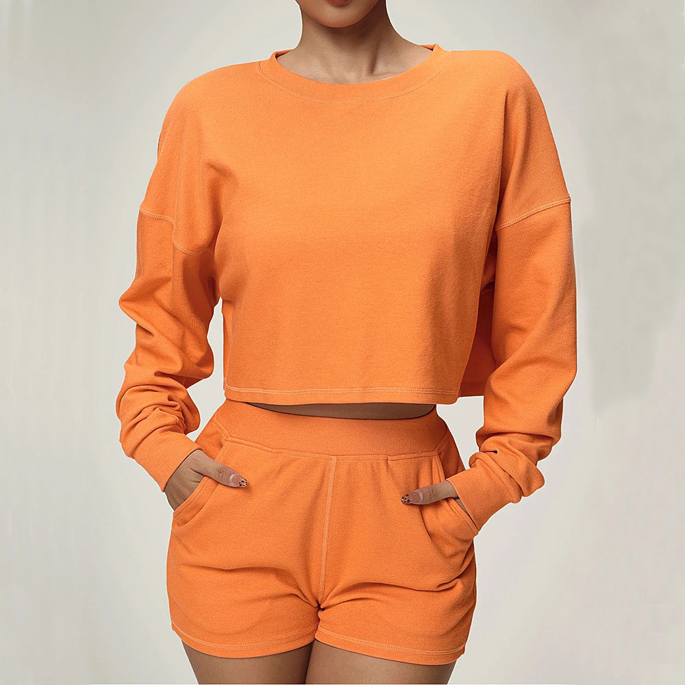 1/2PCS Loose Sweatshirt Yoga Set Gym Clothes Women Fitness