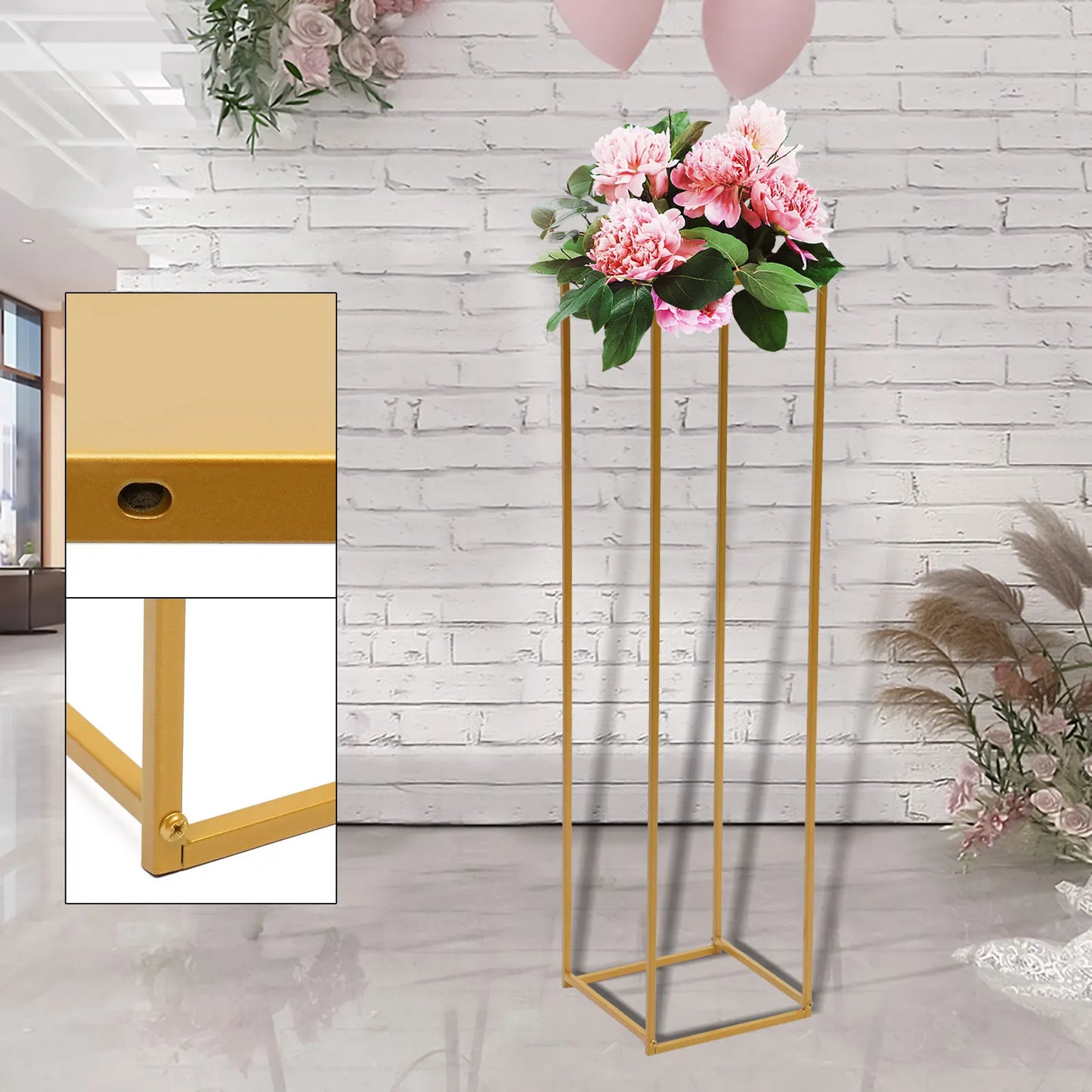 100/70CM Metal Wedding Flower Stand Floor Vase Geometric Centerpieces