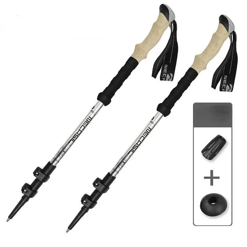 2PCS Trekking Telescopic Ultralight  Hiking Cane