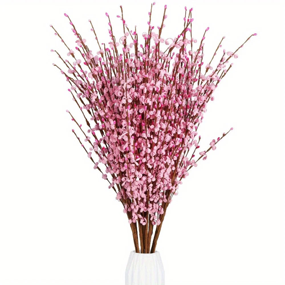 15Pcs Flowers Faux Jasmine Flowers 29.5Inch Pussy Willow Branches