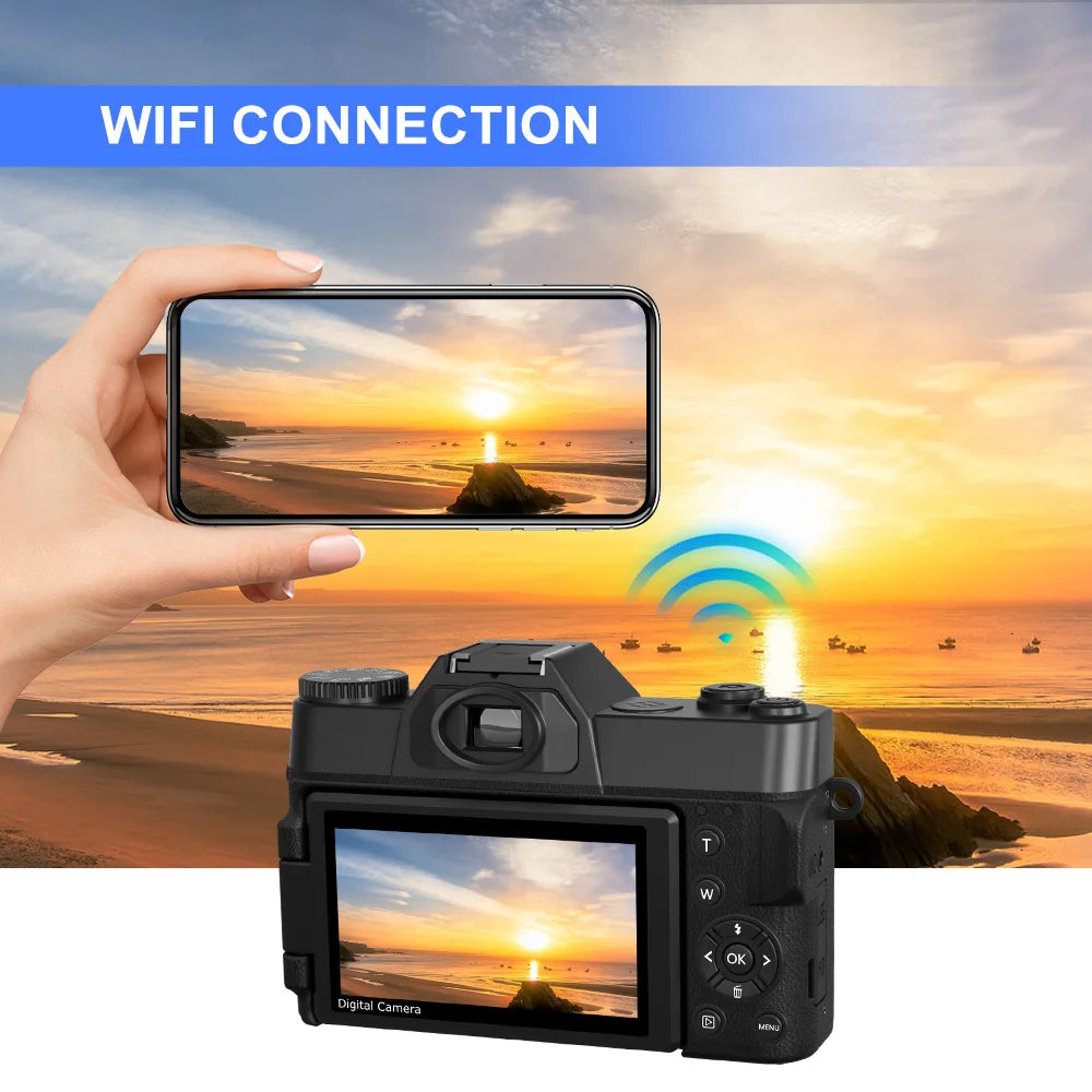 4K Digital Camera 48MP 16X Digital Zoom 3'' Flip Screen