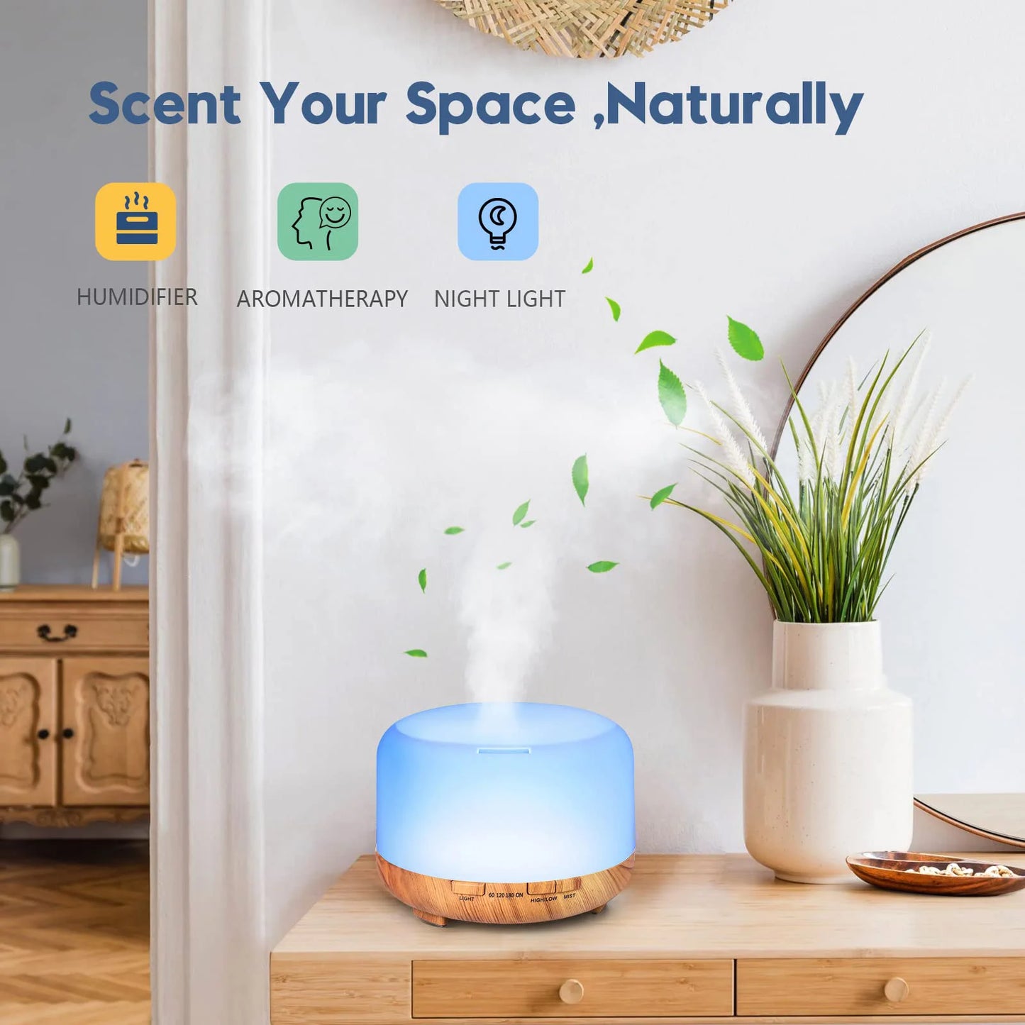 500ML Aromatherapy Oil Diffuser Essential Oil Aroma Diffuser Humidifier for Home Office