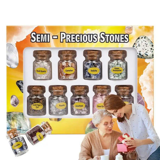 Different Crystals And Healing Stones in Gemstones Bottle