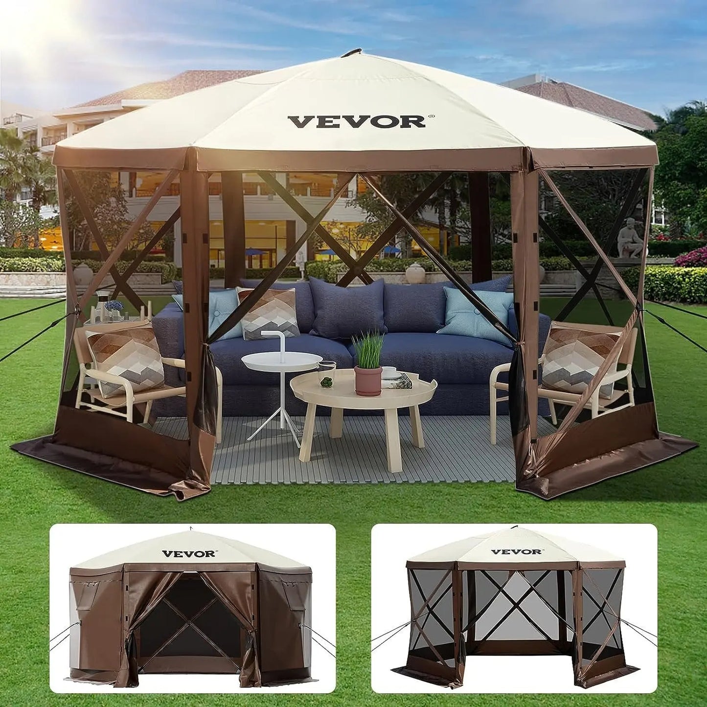 Waterproof Screen Shelter 8 Person Camping 10'x10' Gazebo Tent