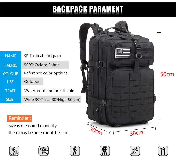 Tactical Backpack  Large Capacity Waterproof Multi-functional Bags