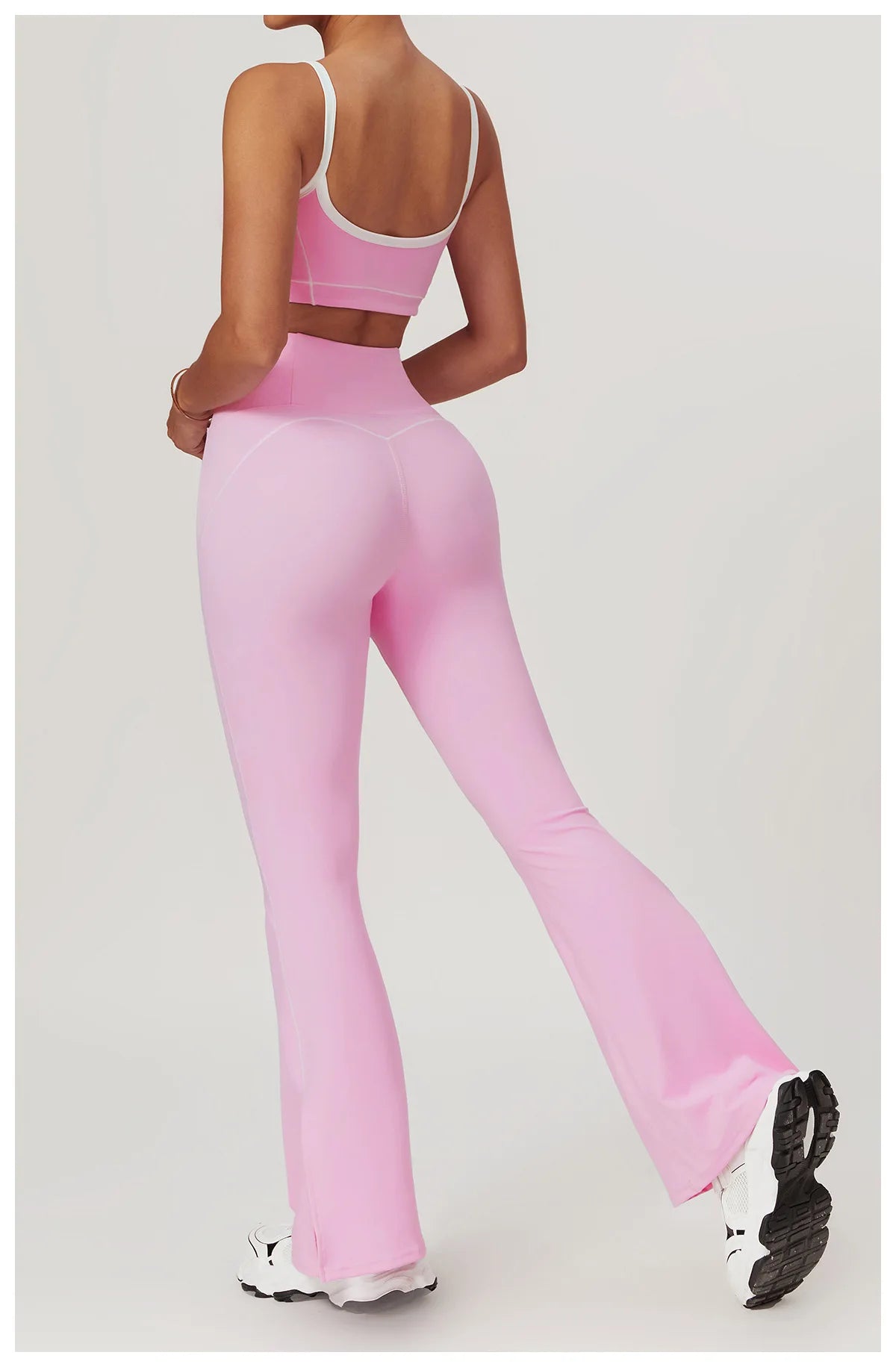 Yoga Set Women Sport Bra Gym Workout Legging High Waist Flare Pant