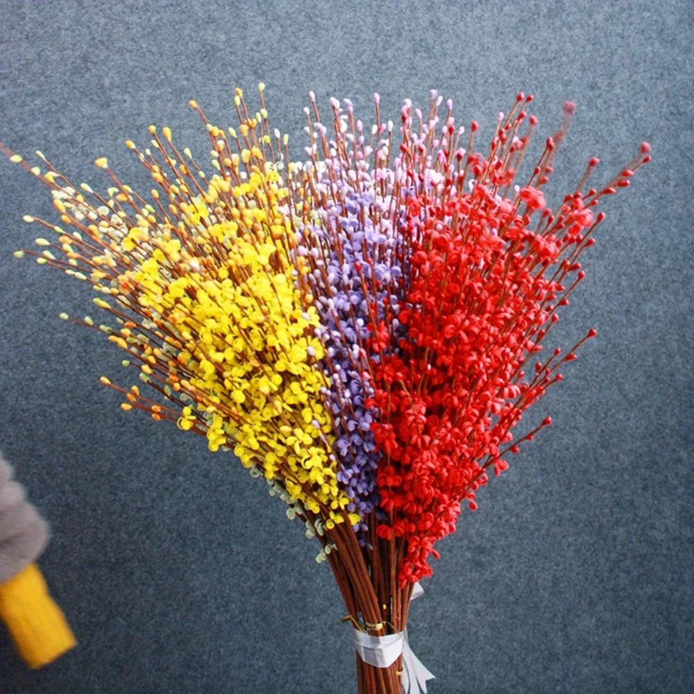 15Pcs Flowers Faux Jasmine Flowers 29.5Inch Pussy Willow Branches