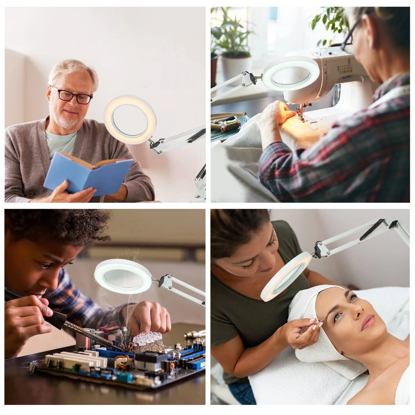 Clamp-on Table Lamp with 8x Magnifier