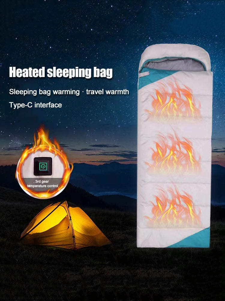 Winter Electric Heated Camping Sleeping Bag 3-Level Warm Pad