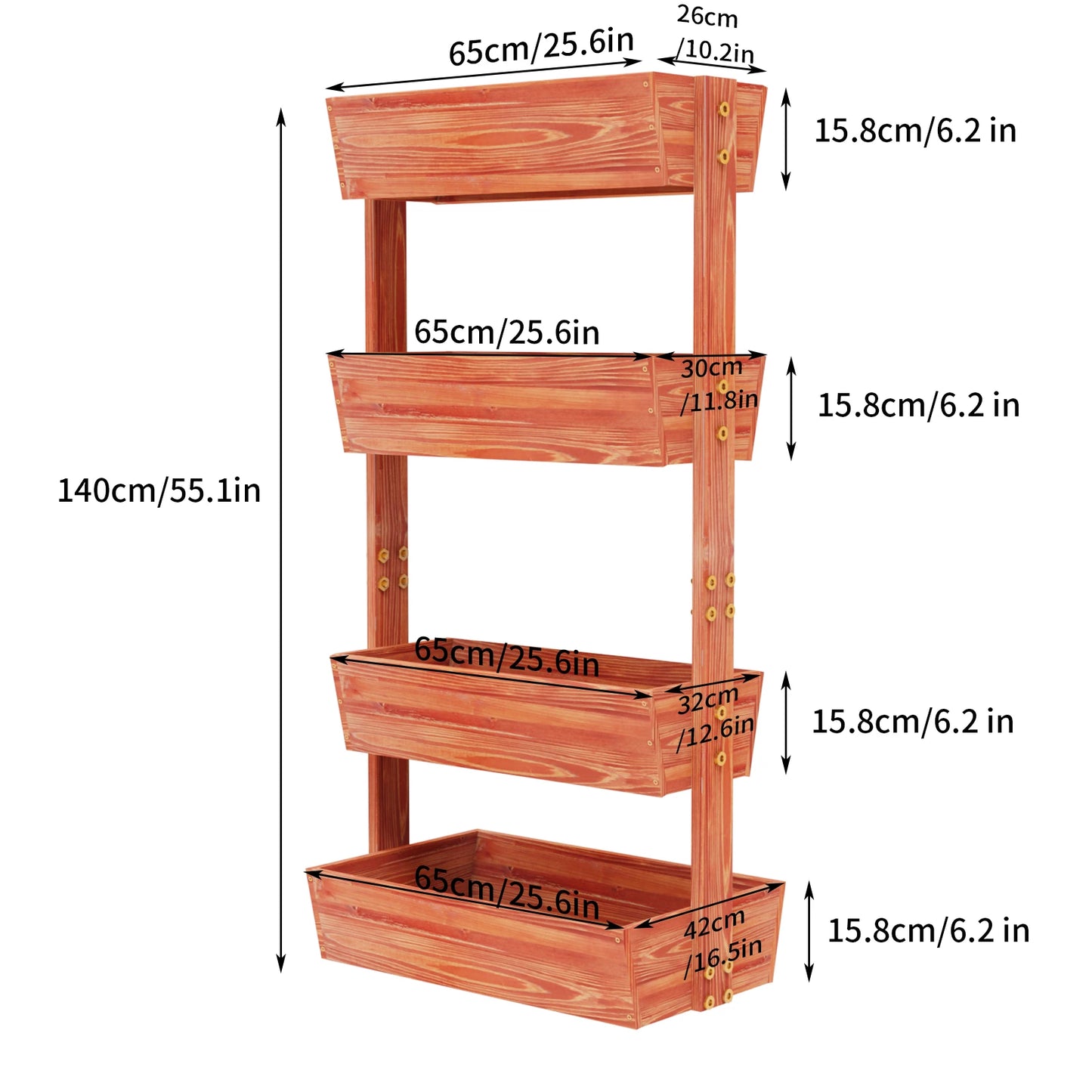 4-Tier Raised Garden Bed, Wooden elevated Planters Stand