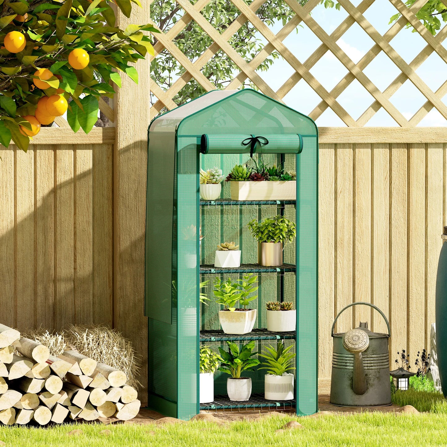 Outsunny 4 Tier Mini Greenhouse with Screen Roof Portable