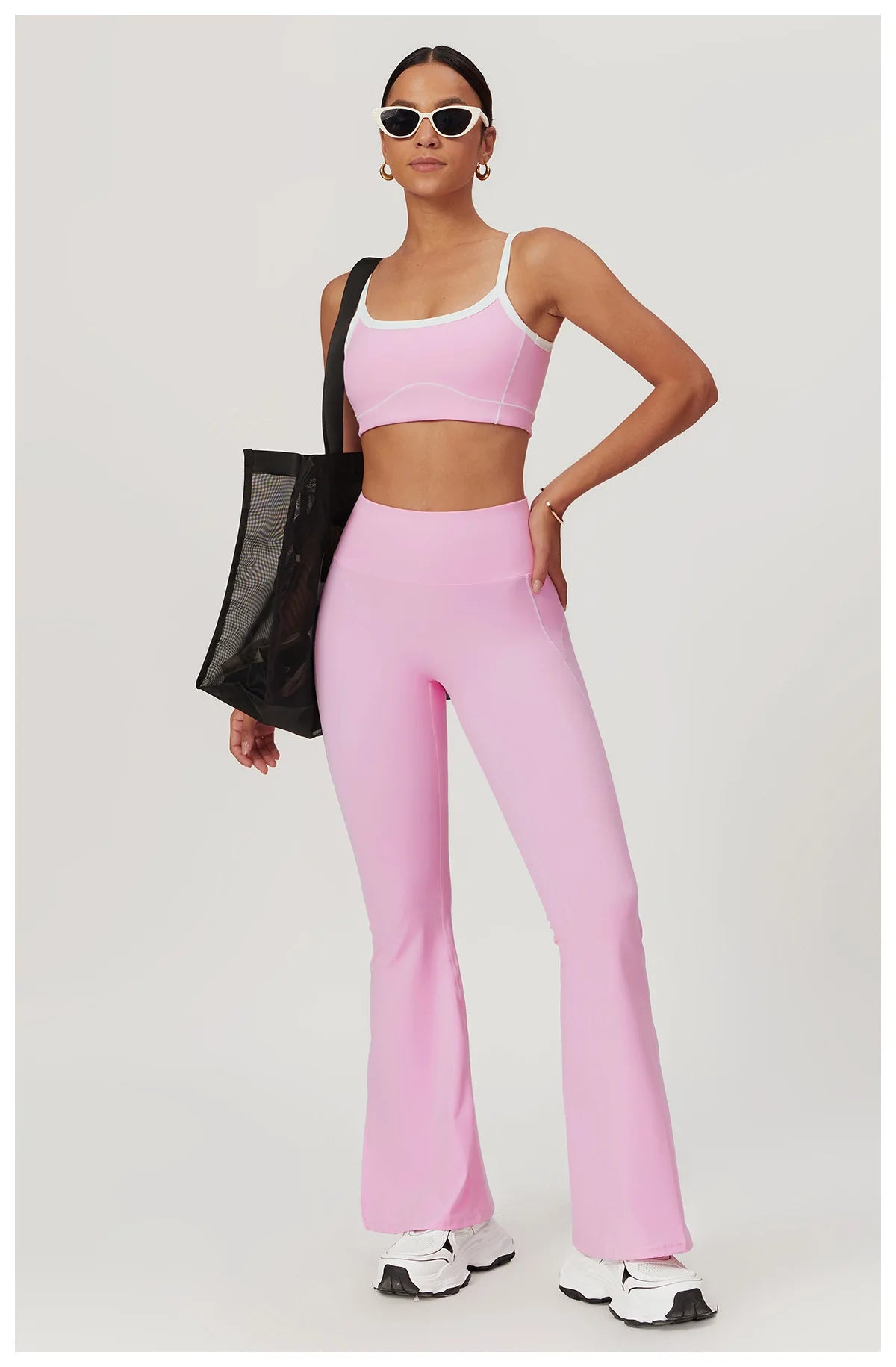Yoga Set Women Sport Bra Gym Workout Legging High Waist Flare Pant