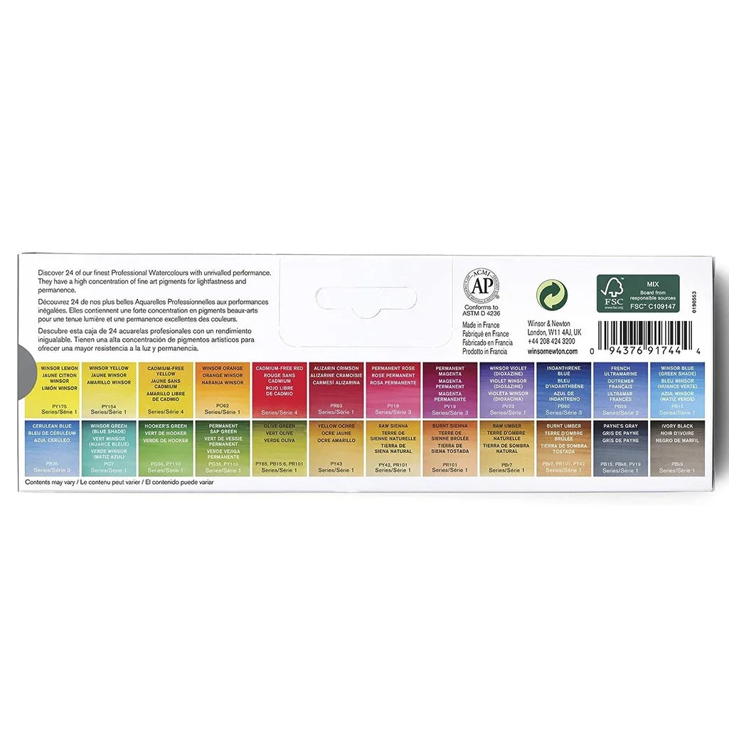 Professional Watercolor Lightweight Metal Box 24 Half Pans Color Field Pocket Set Watercolor Palette Brush