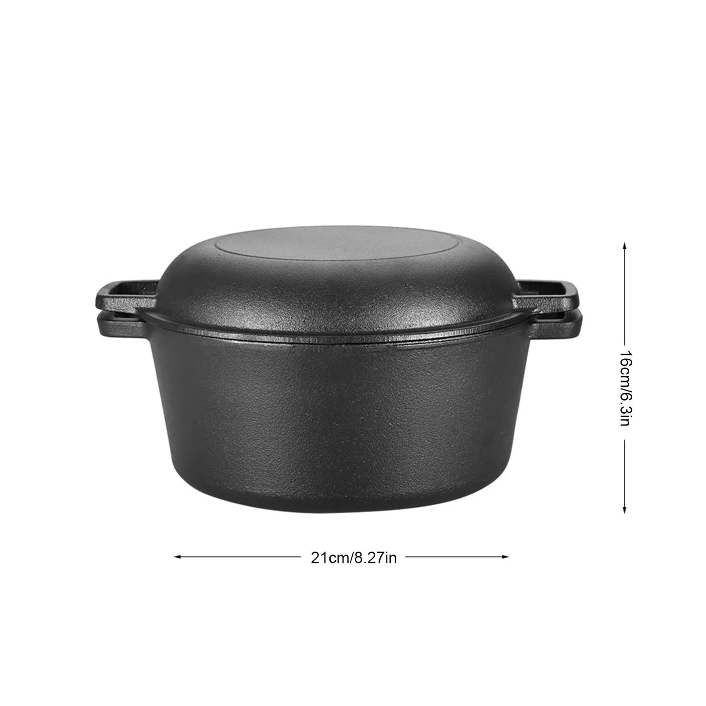 Cast Iron Dutch Oven Pot with Skillet Lid Cooking Pan Set
