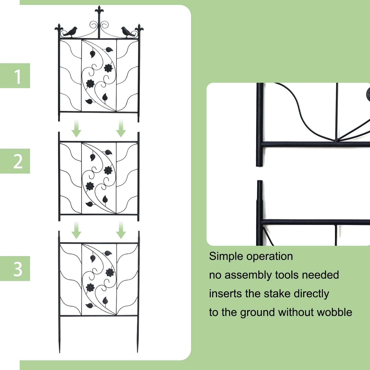 71 Inch Garden Trellis Decorative Outdoor Metal Fence Panel