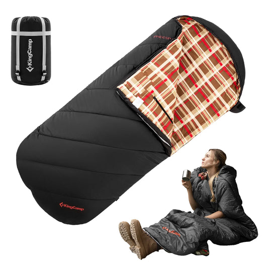 KingCamp Flannel Sleeping Bag for Camping, Stretchable Polyester-cotton