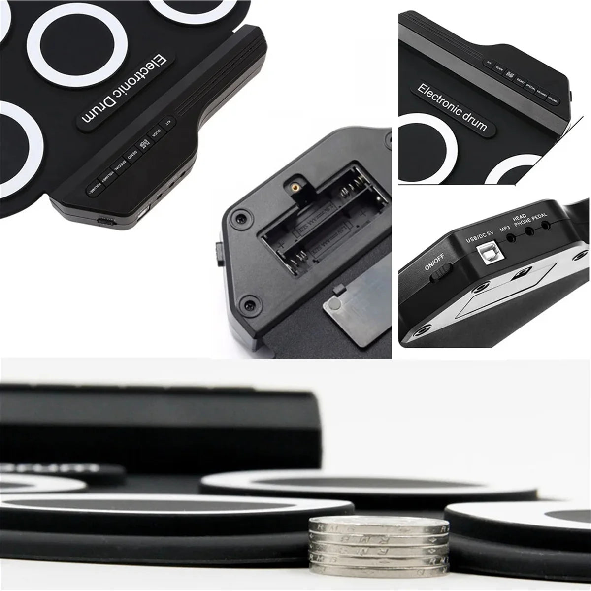New Folding Silicone USB Electronic Drum With Drumsticks