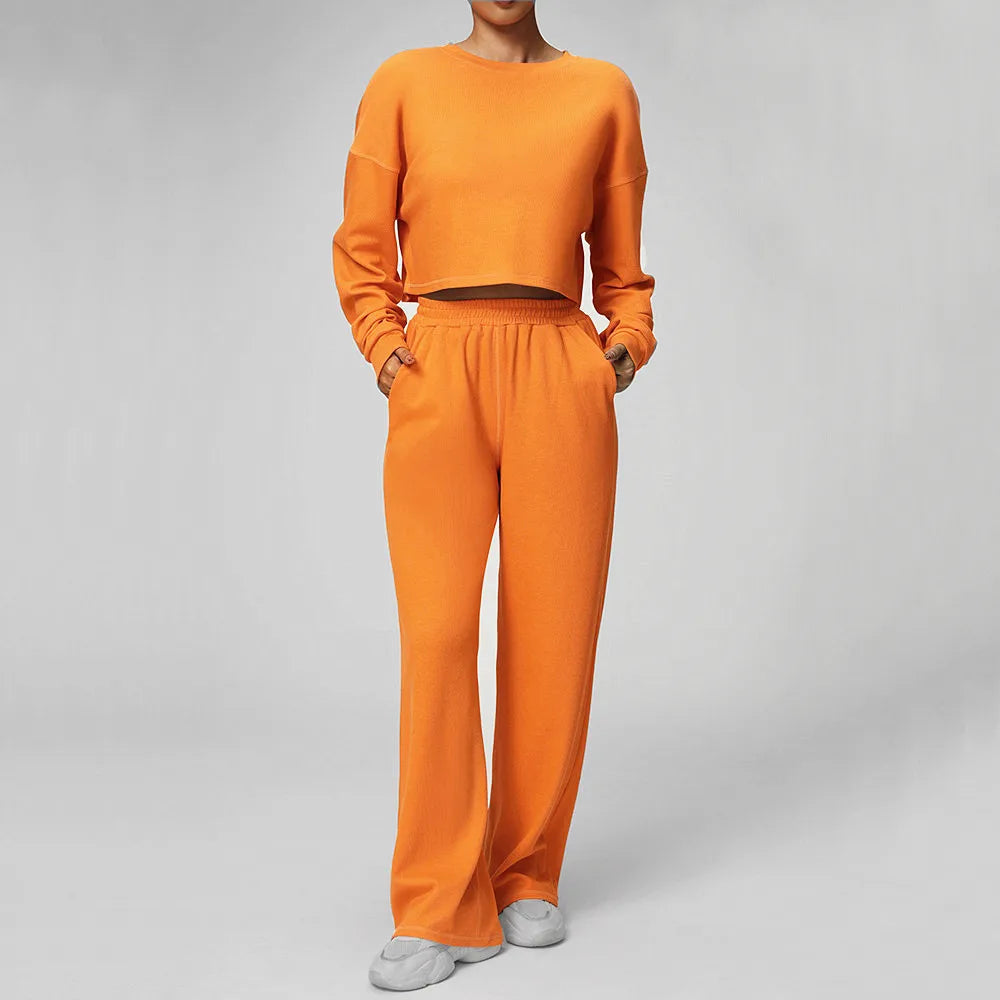 1/2PCS Loose Sweatshirt Yoga Set Gym Clothes Women Fitness