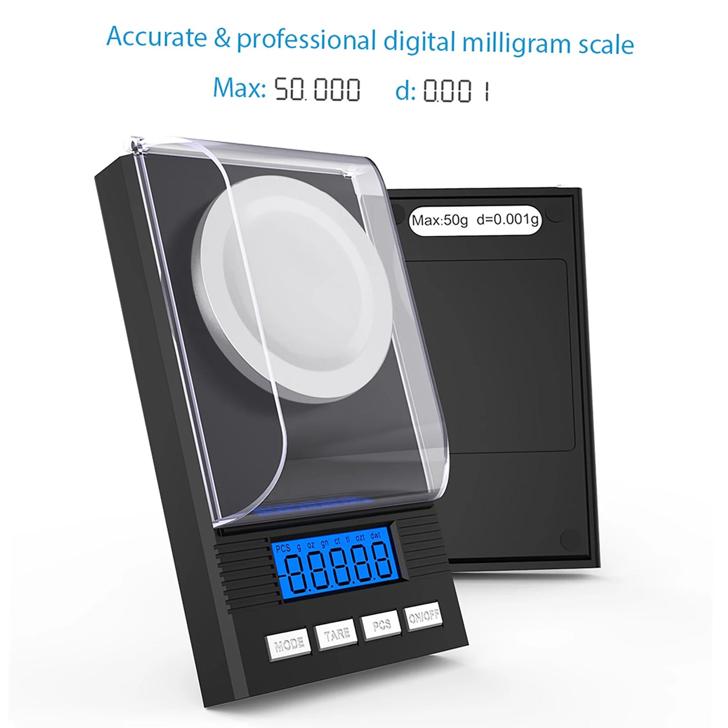 LCD Display Digital Milligram Pocket Scale Mini Jewelry Weigh Scales with Calibration Weights Tweezers Pans
