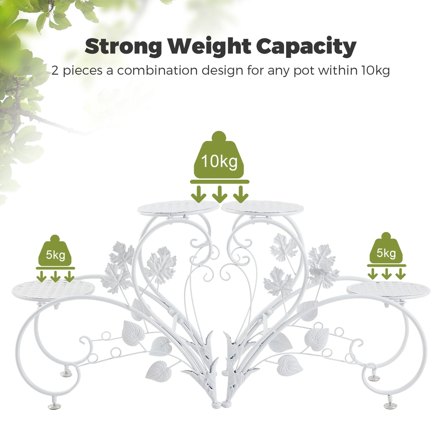 2PCS  Metal Plant Stand  for Garden Balcony Office