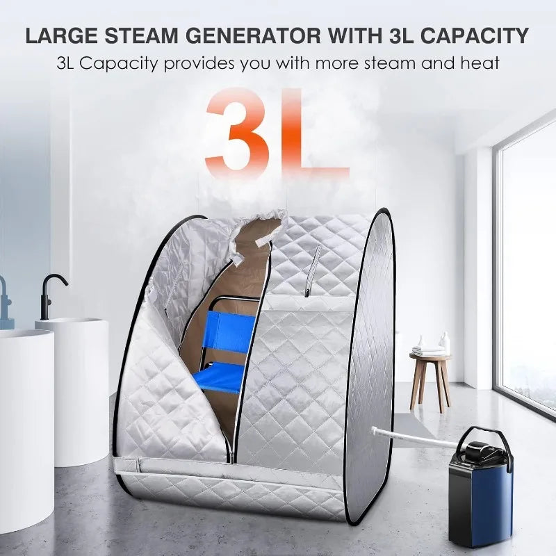 Portable Steam Sauna, 3L & 800W Steam Generator with Protection