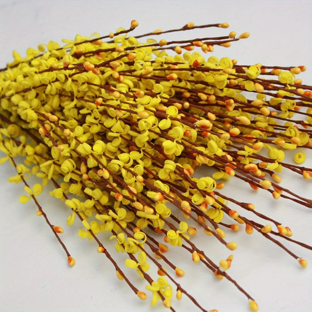 15Pcs Flowers Faux Jasmine Flowers 29.5Inch Pussy Willow Branches