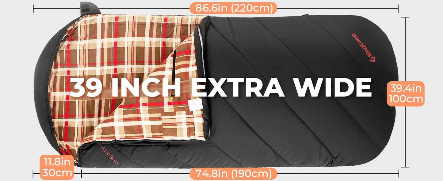KingCamp Flannel Sleeping Bag for Camping, Stretchable Polyester-cotton