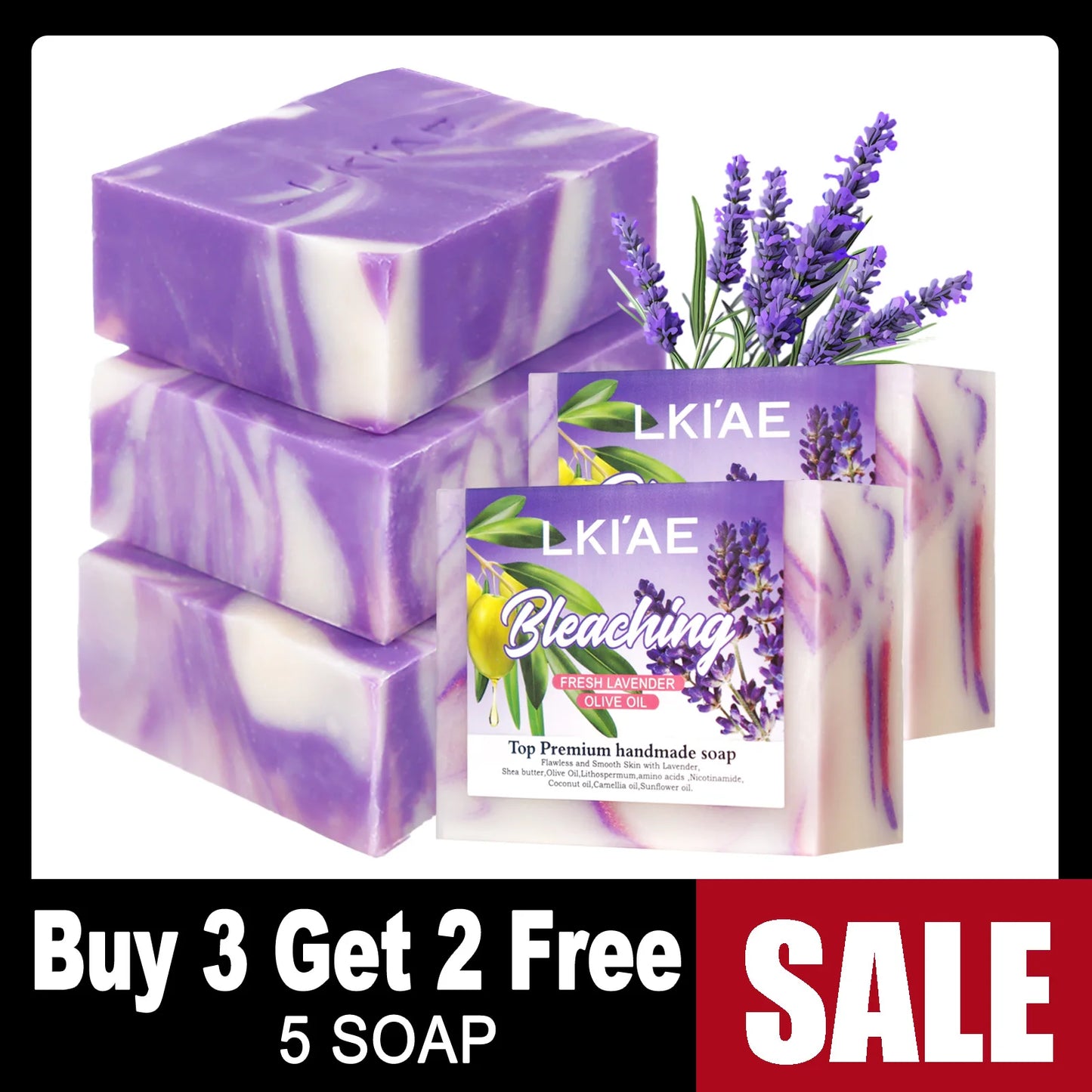5 Days Anti Acne Brightening Pure Lavender Essential Oil Face Whitening Lavender Soap