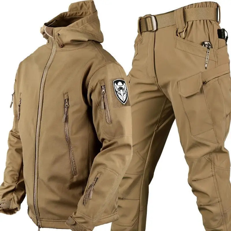 Men's Outdoor Shark Skin Warmth Jacket and Pants Set