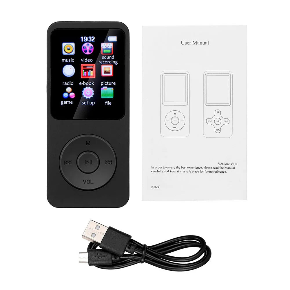 MP3 Player with Bluetooth 5.4 Speaker FM Radio E-Book Recording