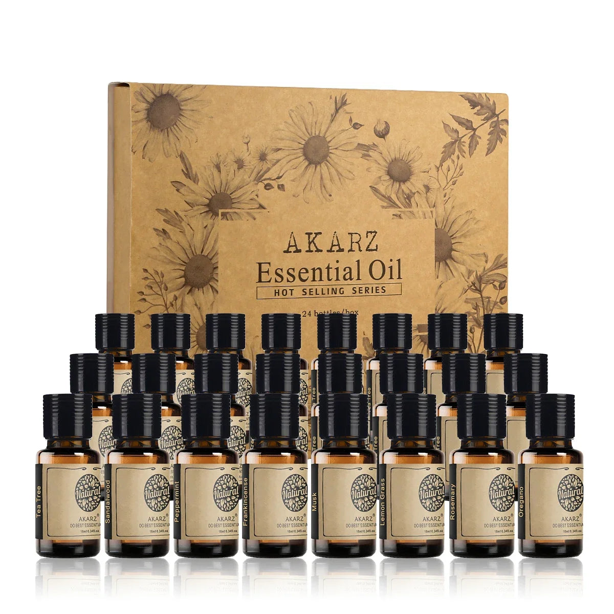 24 Set Tea Tree,Lavender,Sandalwood,Rose,Patchouli,Musk,Ylang,Vanilla,Neroli Lily Essential Oil