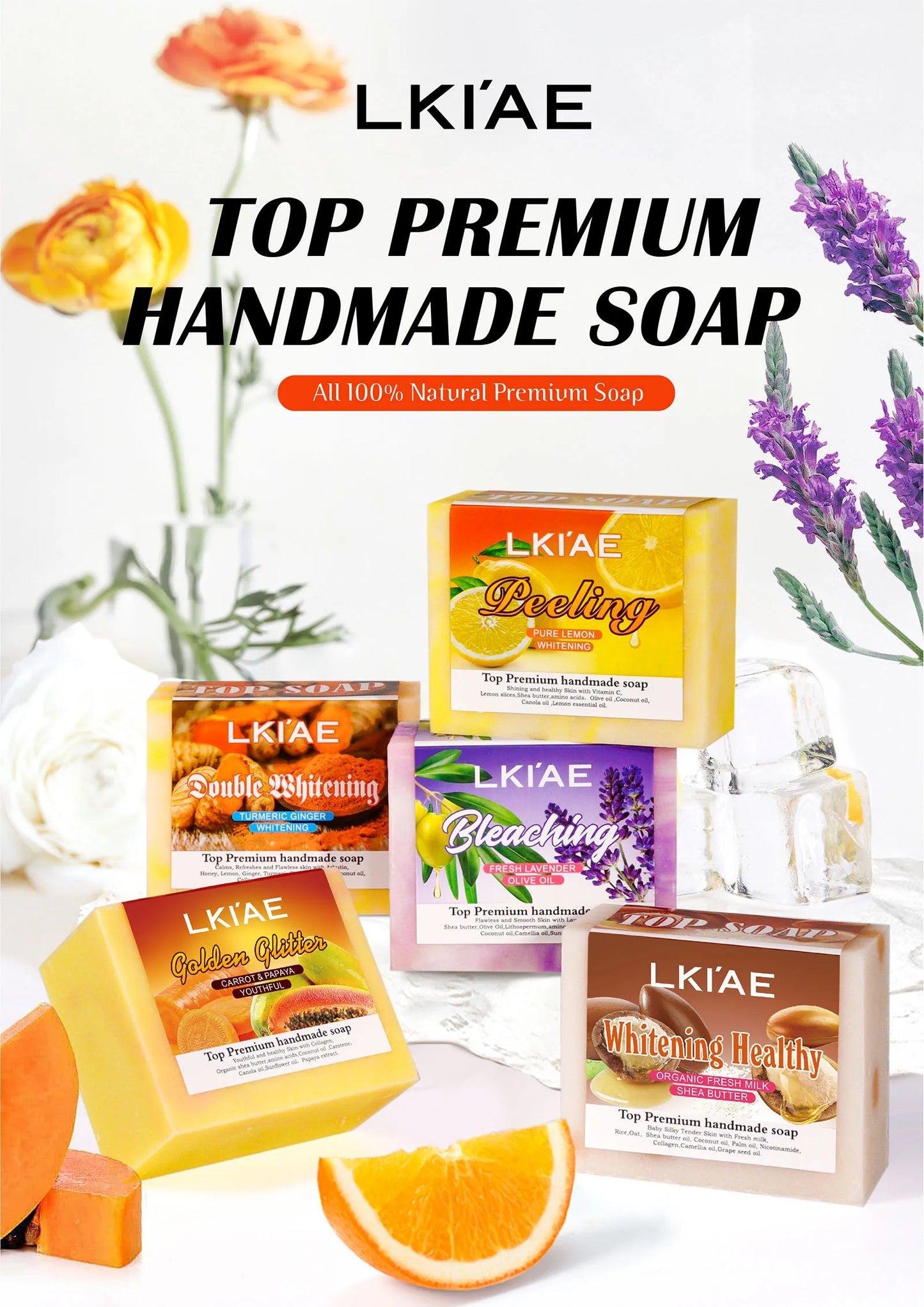5 Days Anti Acne Brightening Pure Lavender Essential Oil Face Whitening Lavender Soap