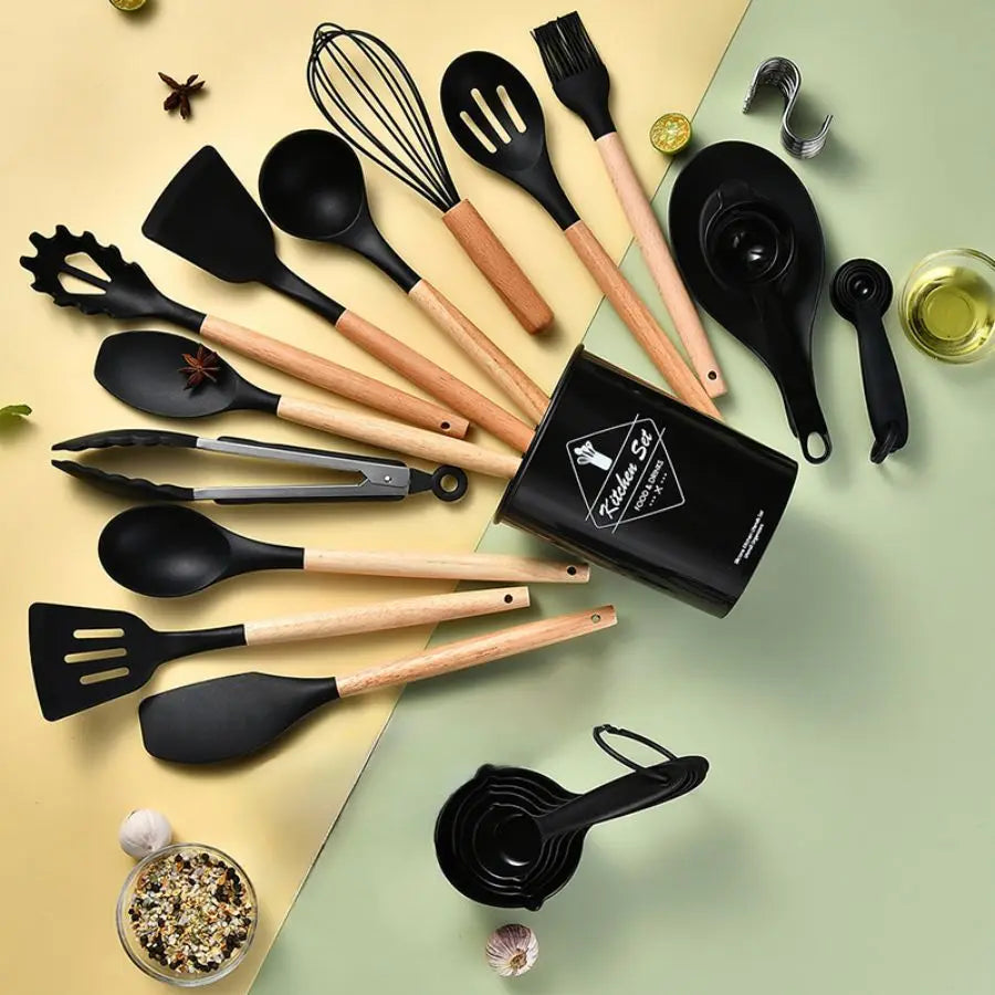 34Pcs/set, Non-stickCooking Tool Set With Storage Bucke