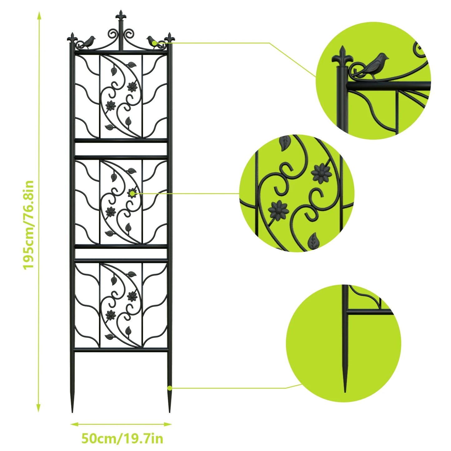 71 Inch Garden Trellis Decorative Outdoor Metal Fence Panel