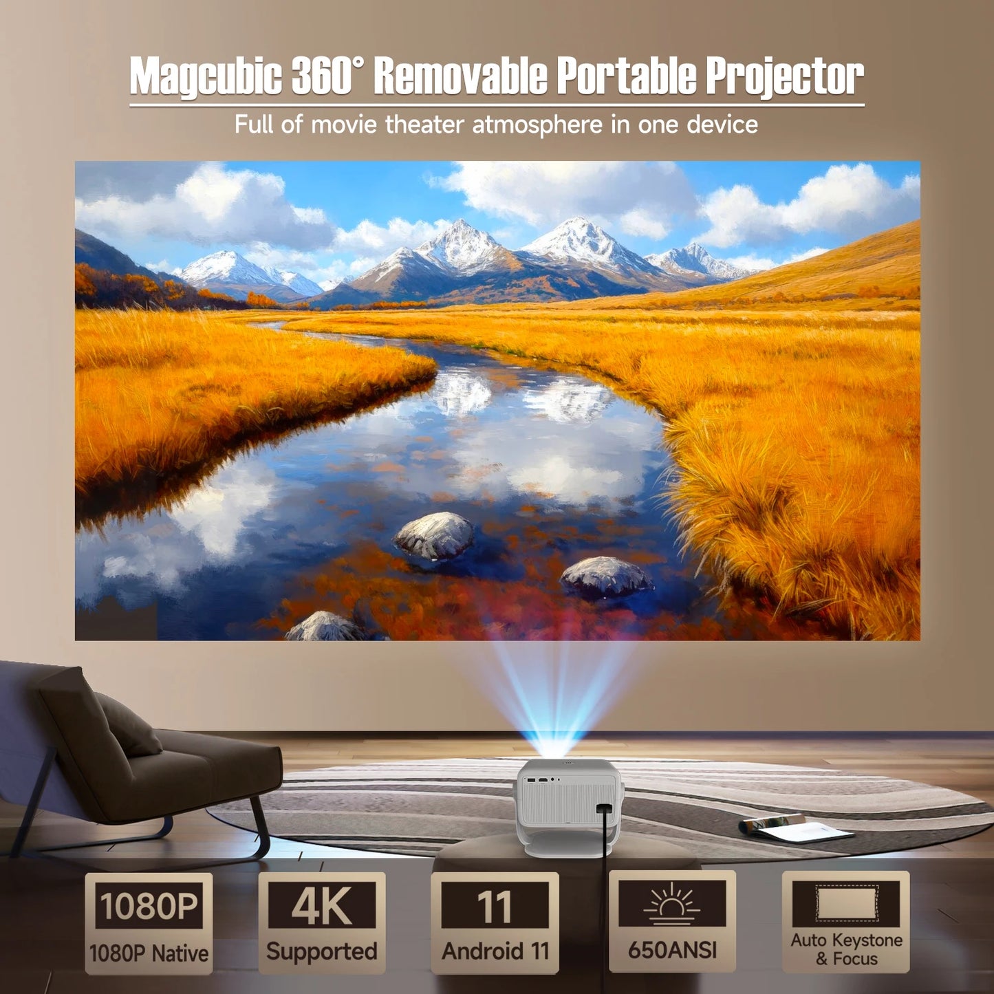 Magcubic 650ANSI L018 Projector 4K Native 1080P Auto Focus