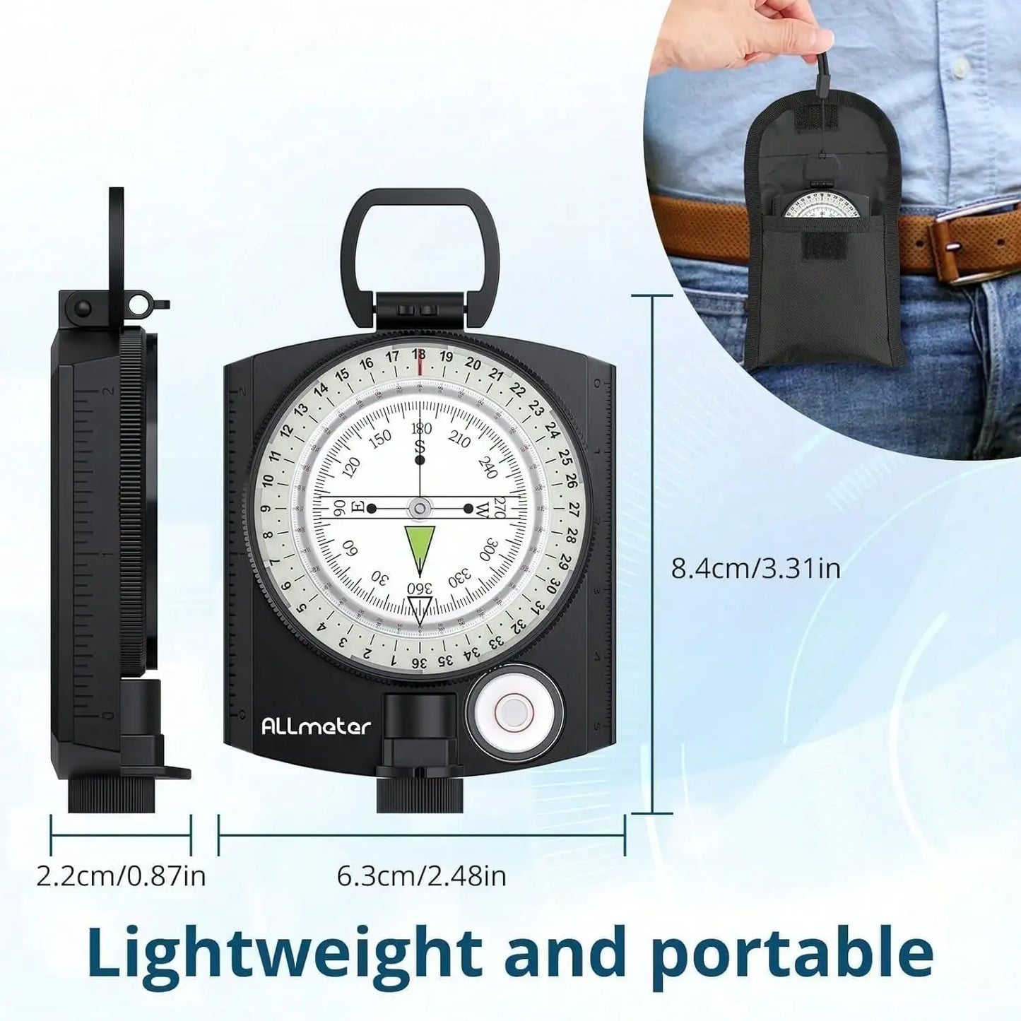 Multifunction Compass Waterproof  Outdoor Handheld  Metal Sighting with Bubble Level