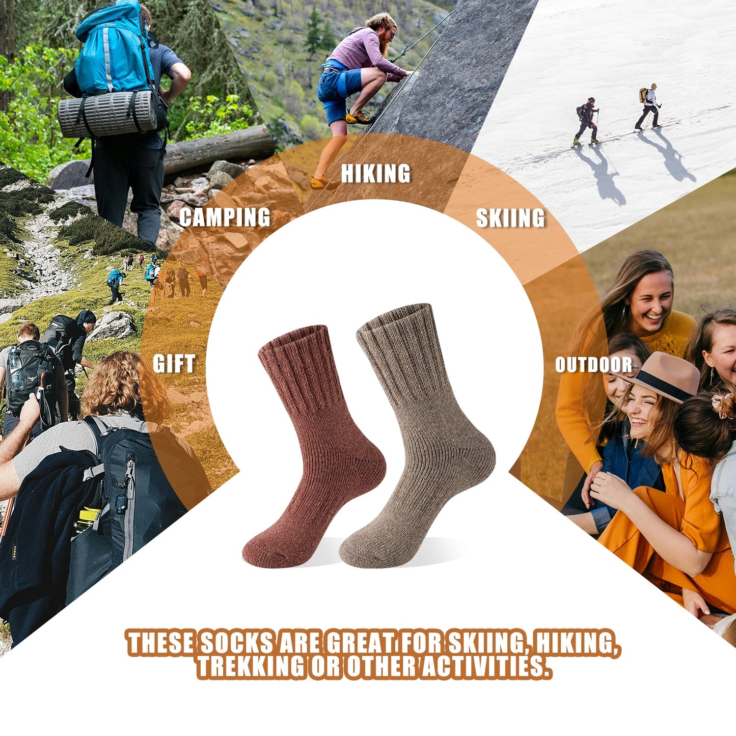 3 Pairs of Merino Wool Warm Winter Socks