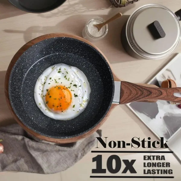 Pots and Pans Set Non Stick - 15 Pcs Black Cookware Set