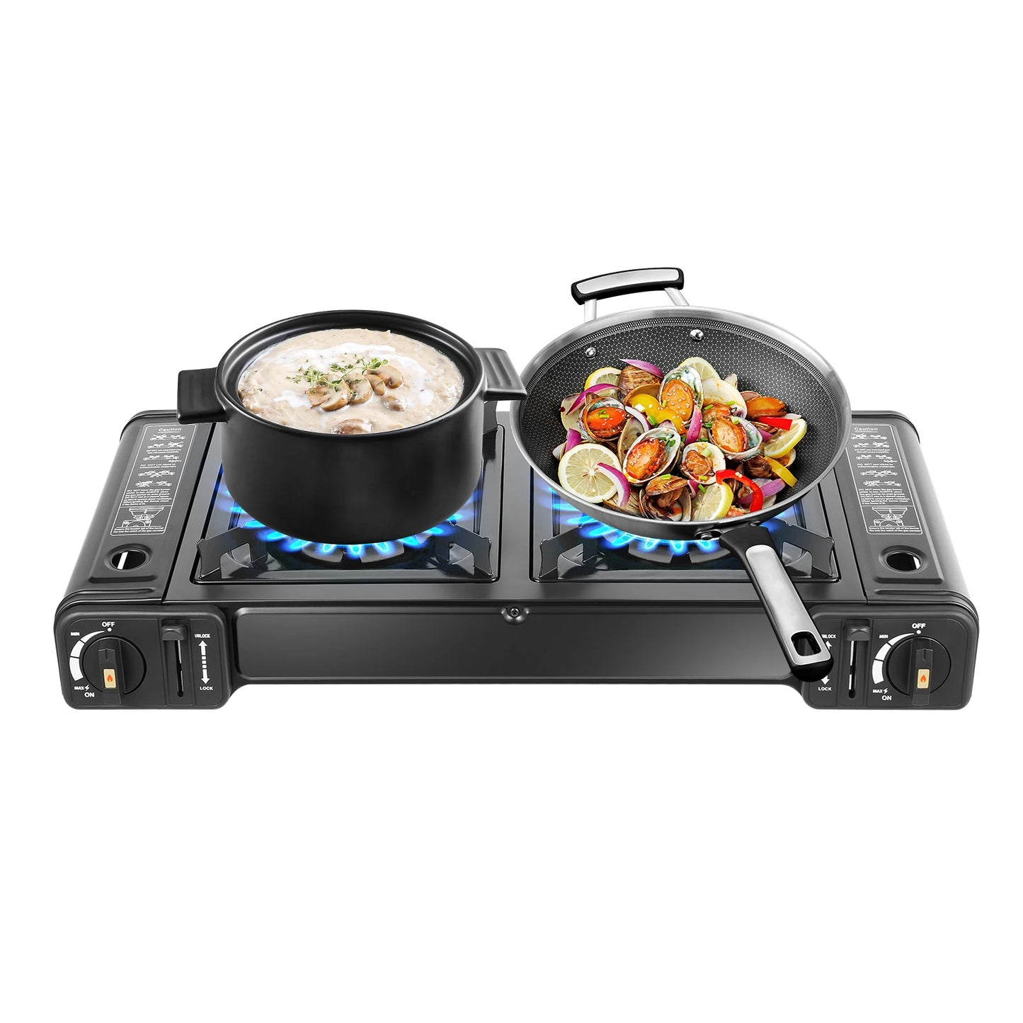 Butane Camping Stove W/ 2 Burners Barbecue Ignition Grill