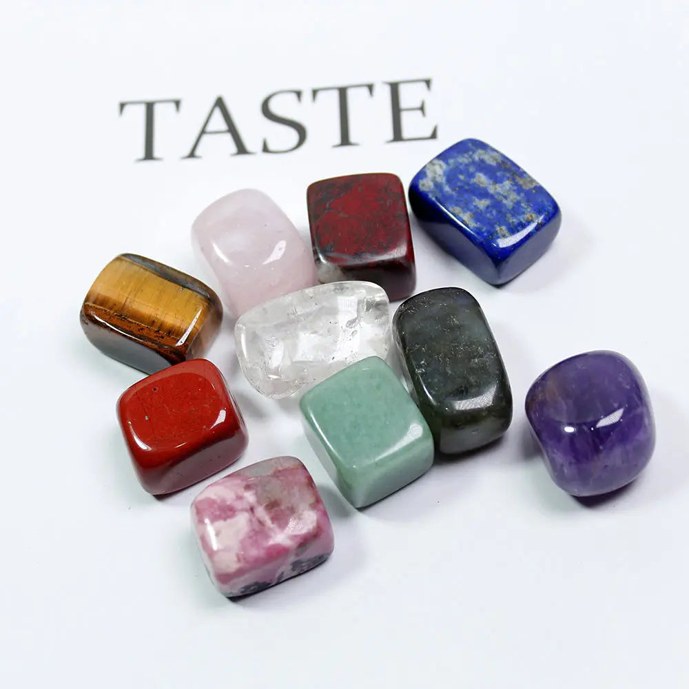 10Pcs Natural Chakra Healing Crystal Polished Tumbled Stone Set