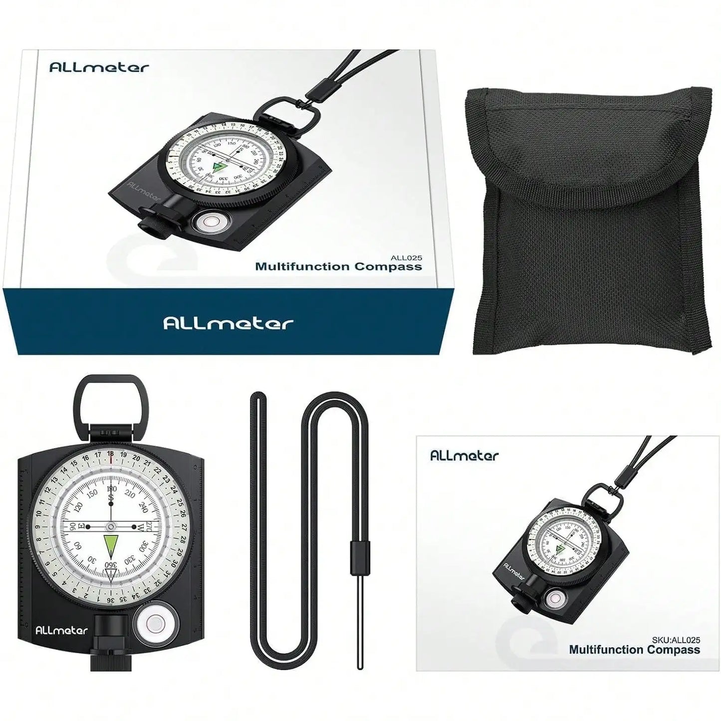 Multifunction Compass Waterproof  Outdoor Handheld  Metal Sighting with Bubble Level