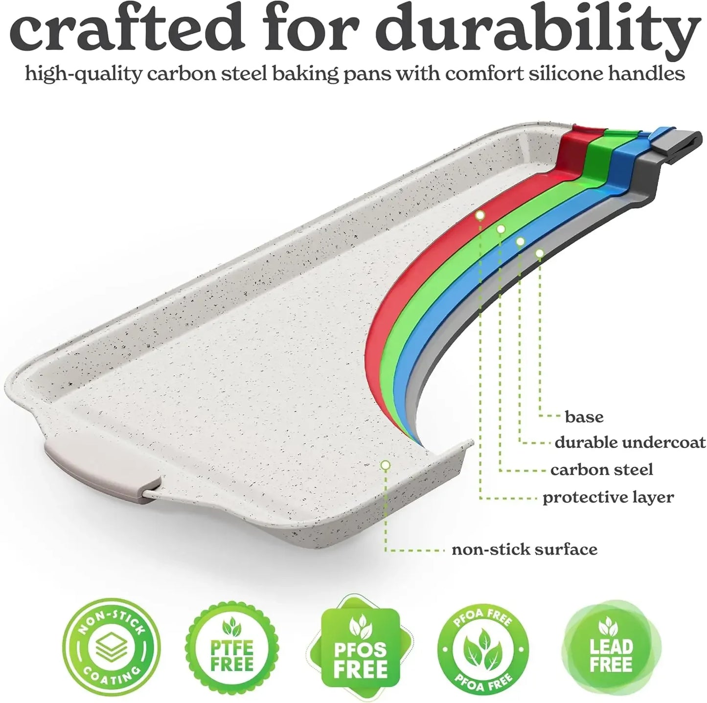 Kitchen Nonstick Stackable Bakeware Set - Durable, Easy Release Baking Set, Cream, 10 Pcs