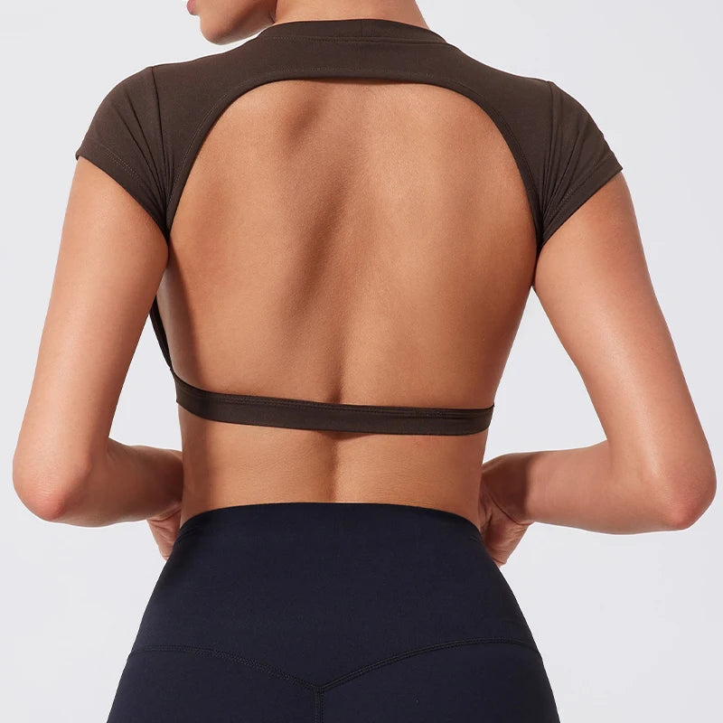 Ctenkevet Sports Short Top Women Fitness Yoga Wear Gym T-Shirt