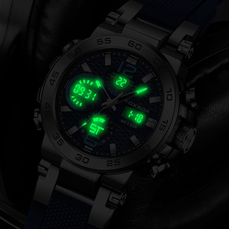 LIGE Fashion Military Watch For Men FOXBOX Luxury Quartz