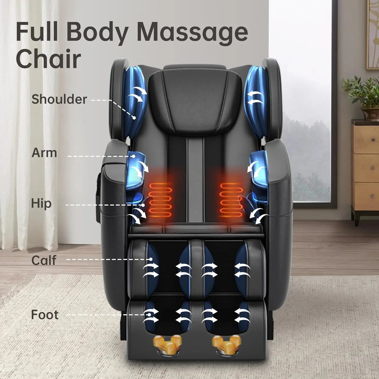 Full Body Zero Gravity Massage Chair with Auto Modes, 8 Fix Point Rollers, Bluetooth, Foot Massage
