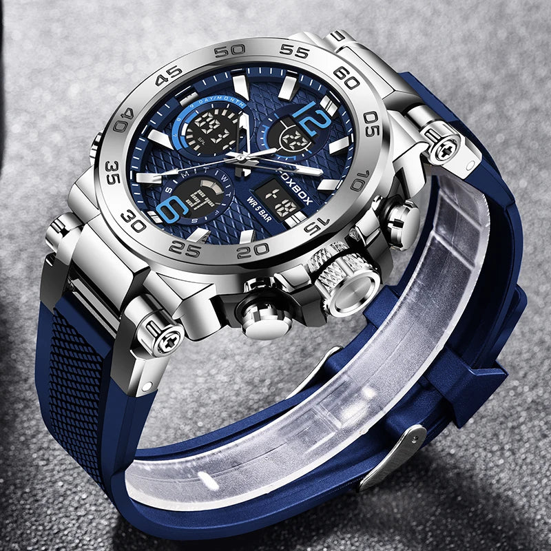 LIGE Fashion Military Watch For Men FOXBOX Luxury Quartz